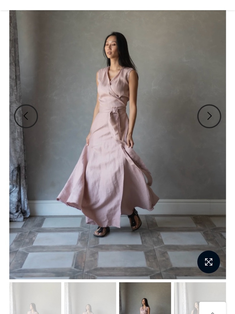 Linenfairytales : Linen Wrap Maxi Dress in Chocolate Brown Small - Picture 2 of 10